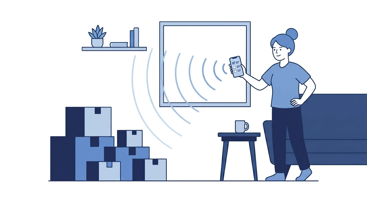 Person scanning their living room with a phone