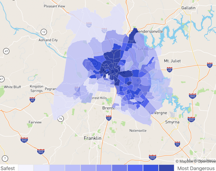 Nashville, TN Crime Map NeighborhoodScout 2022 moveBuddha