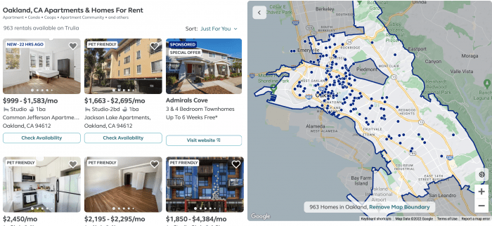 Oakland CA Rental Map Trulia 2022