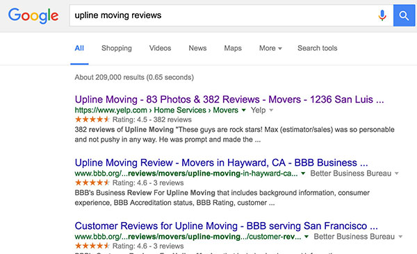 moving company reviews google search