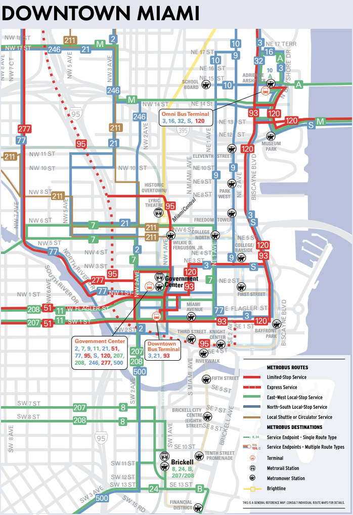 Miami, FL Bike Map Downtown 2021