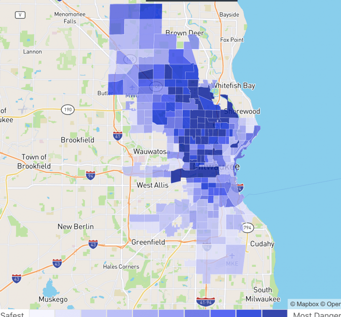 Milwaukee, WI Crimescore Map 2021