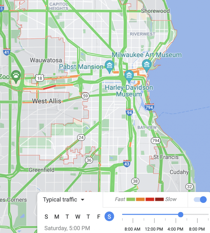 Milwaukee, WI Traffic Google Maps 2021