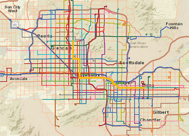 Phoenix, AZ Valley Metro Transit Map