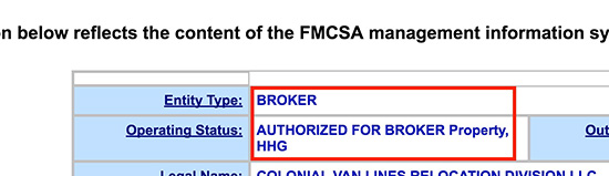 fmcsa safer database for a moving broker