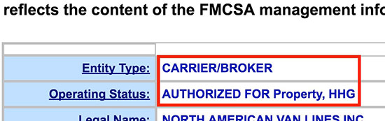 fmcsa safer database moving company and broker authority