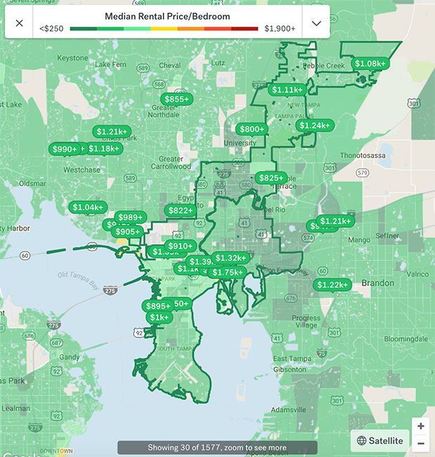 Tampa Apartment Rental Map 2018