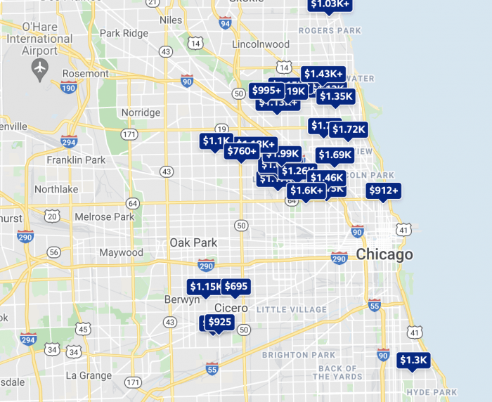 Chicago Rental Price Map Trulia 2021