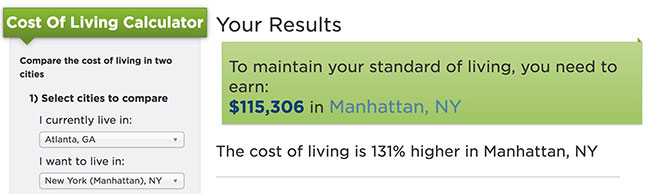 nerdwallet cost of living NYC ATL