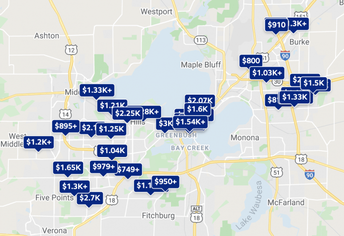 Madison, WI Trulia Rental Map 2021