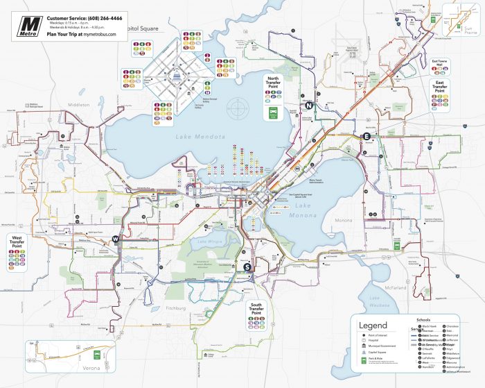 Madison, WI Weekday Metro Map 2021