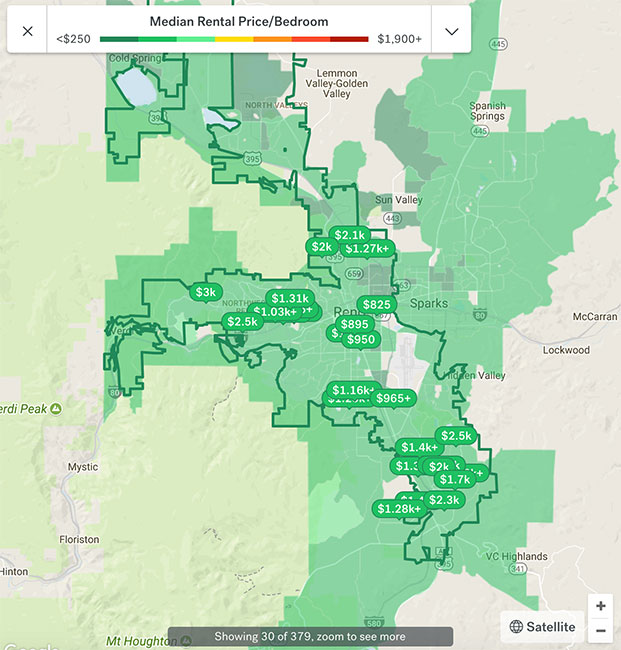 Reno Apartment Rental Map 2018