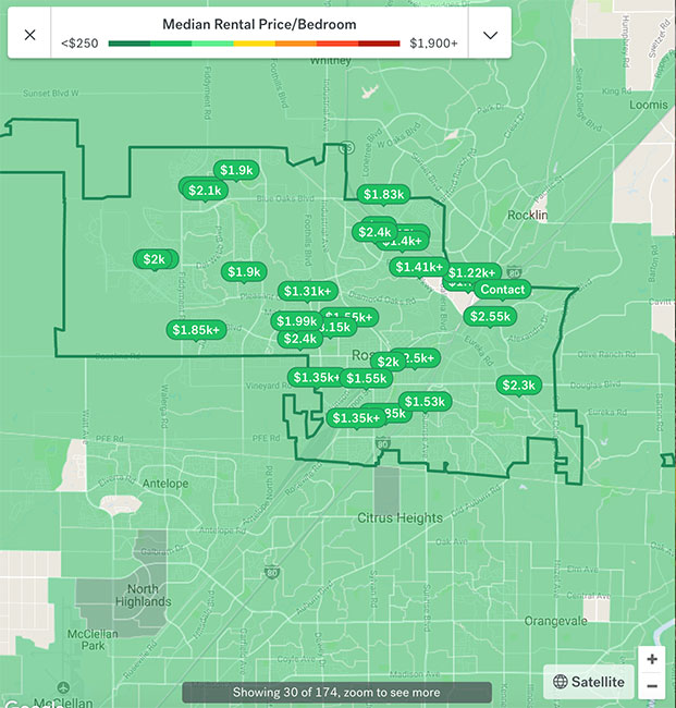 Roseville Apartment Rental Map 2018