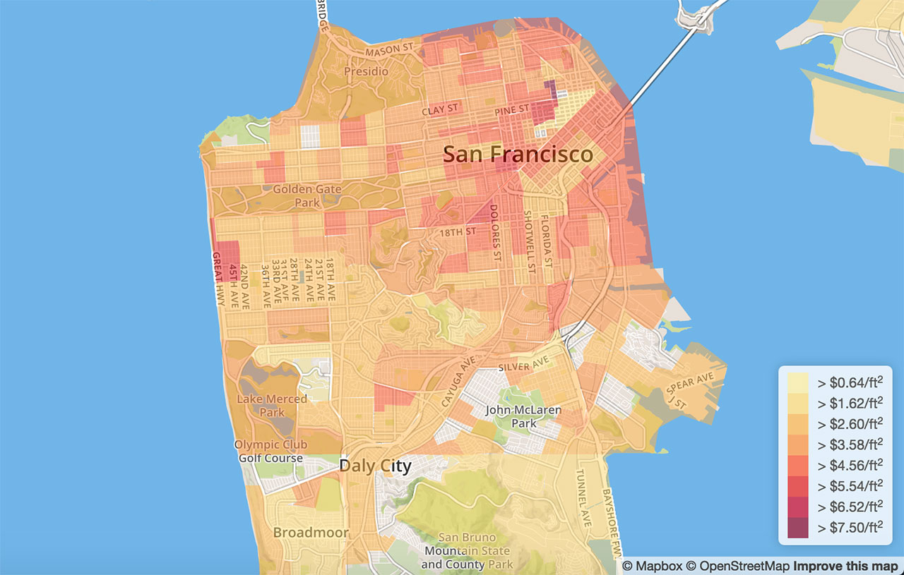 San Francisco Neighborhood Rent Map