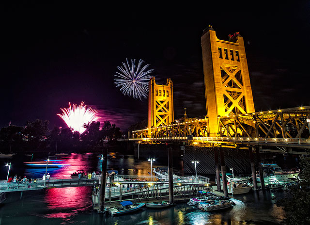 Sacramento bridge fireworks