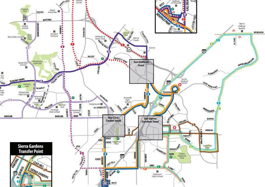 Transit map Roseville CA