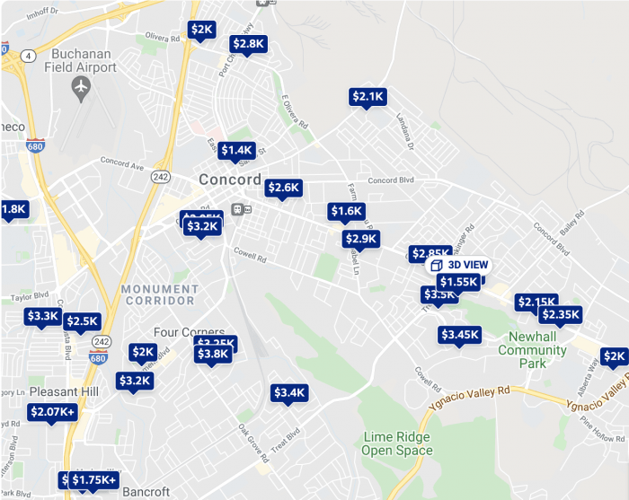 Concord CA Rental Map Trulia 2021