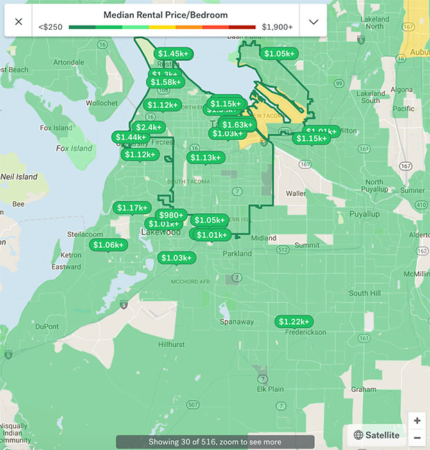 Tacoma Apartment Rental Map 2018