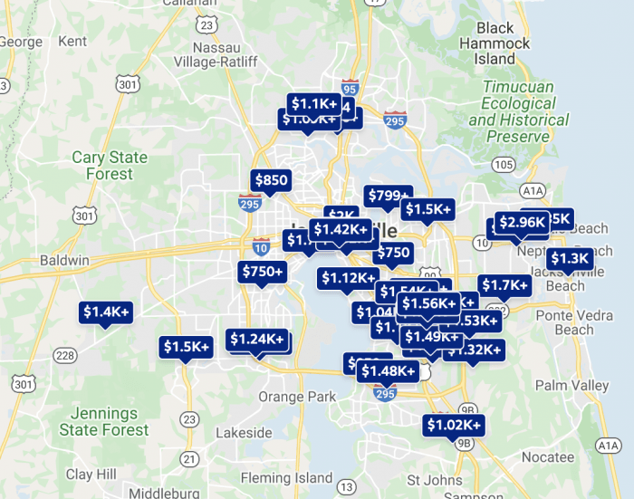 Jacksonville, FL Trulia Rent Map 2021