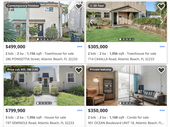 Homes for sale in Atlantic Beach area of Jacksonville, FL