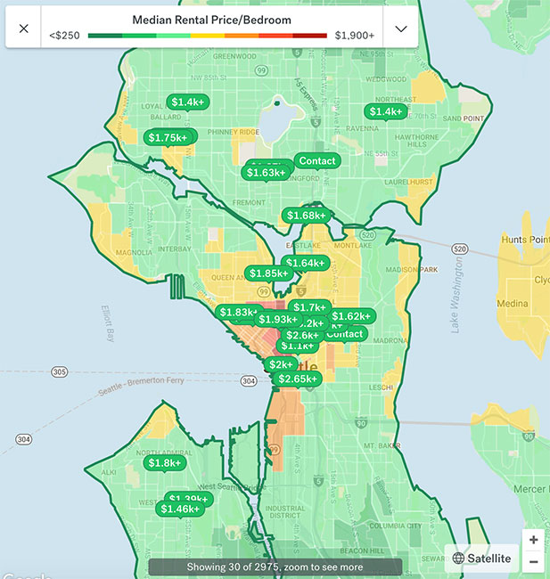 Seattle Apartment Rental Map 2018