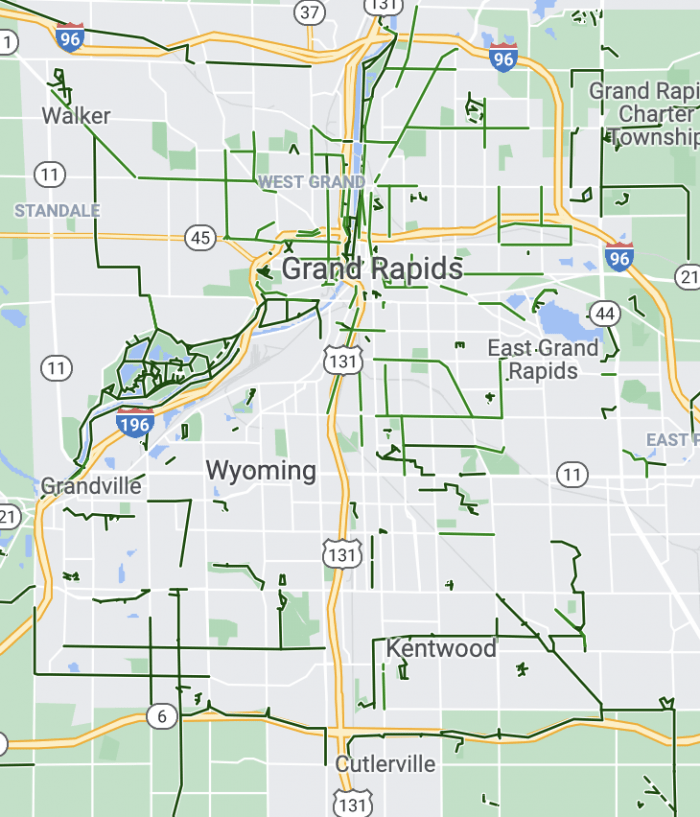 Grand Rapids MI Bike Routes Google 2021