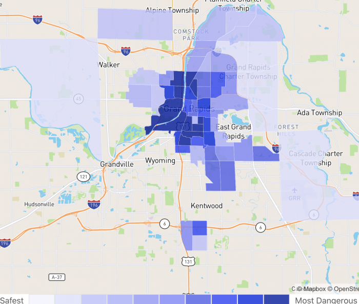 Grand Rapids MI Neighborhood Scout Crime Map 2021