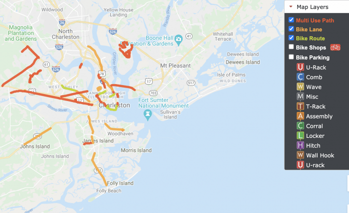 Charleston Bike Map 2021