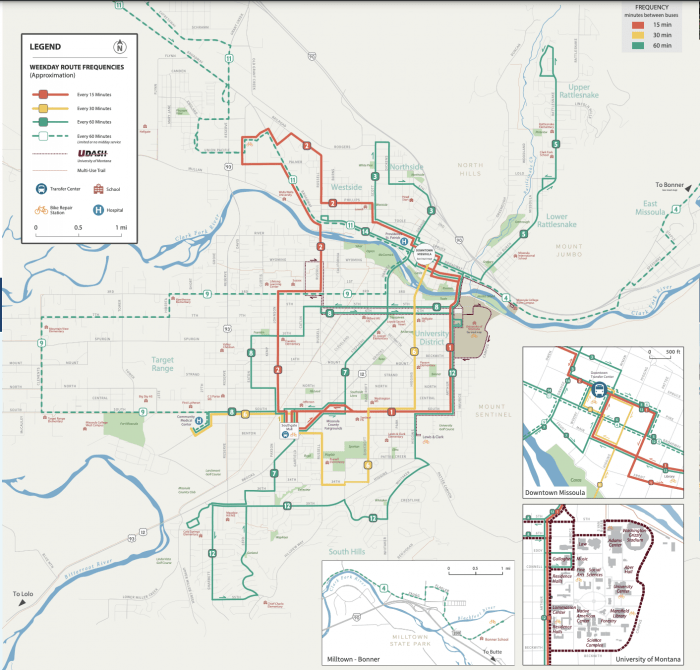 Missoula, MT Transit Map 2022