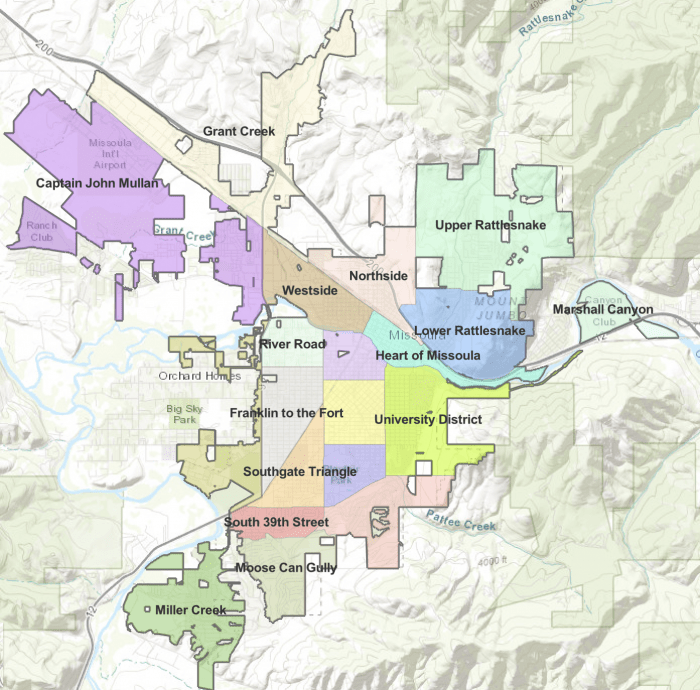 Missoula, MT neighborhood map 2022