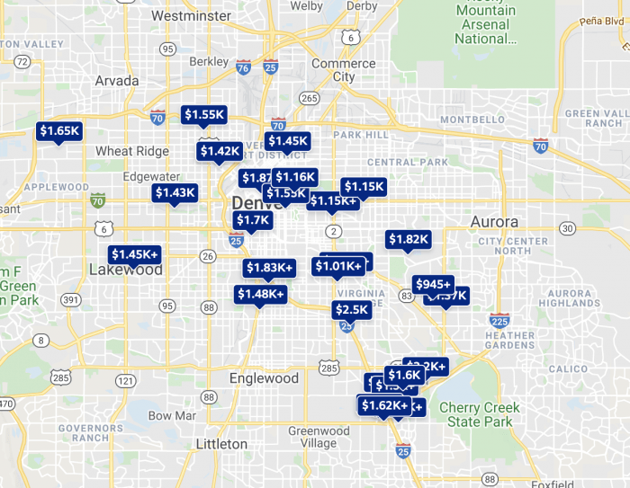 Denver CO Rental Price Map Trulia 2021