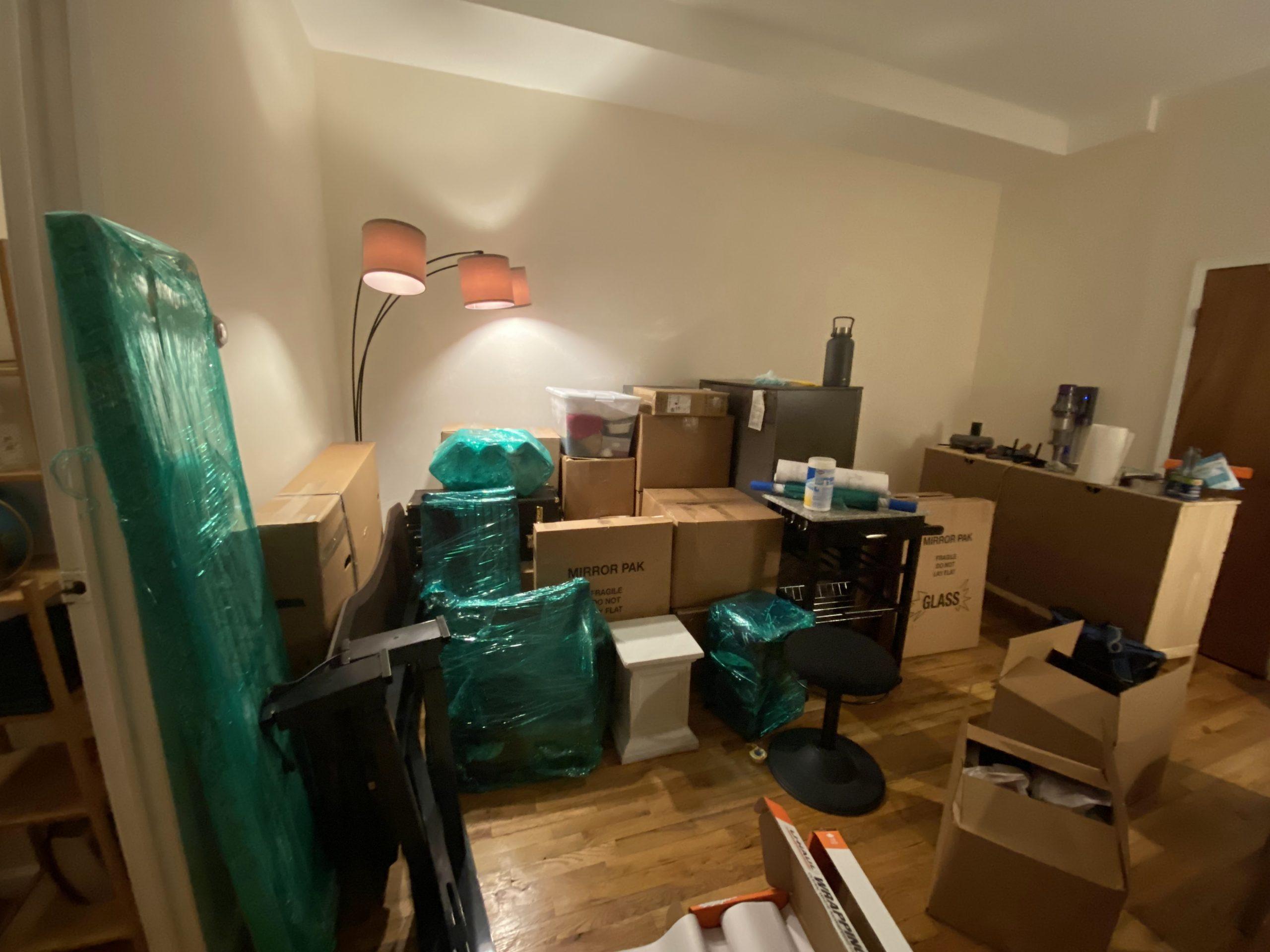 Safeway Moving crew unloading Christian's items at his new San Francisco, California, apartment