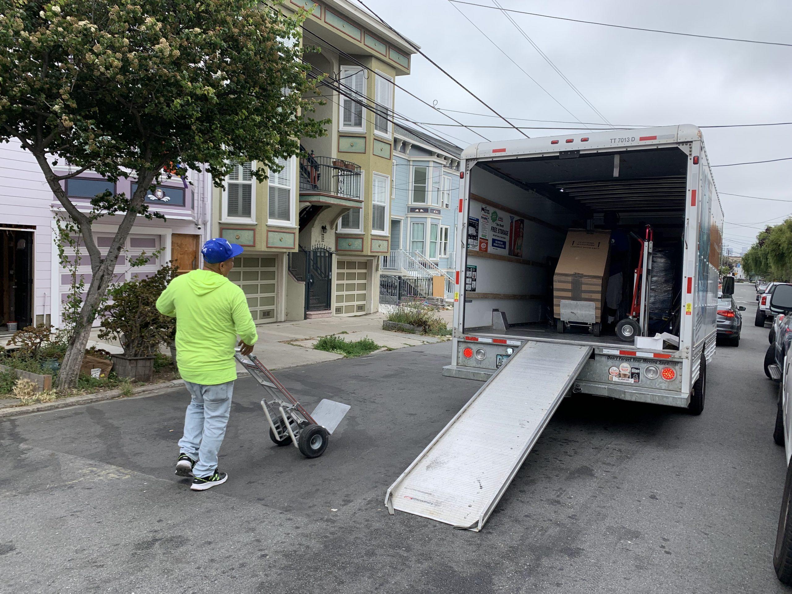 Christian's belongings being shuttled to his new apartment in San Francisco, California