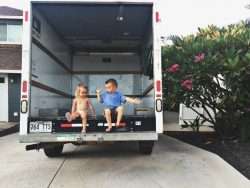 kids on moving truck