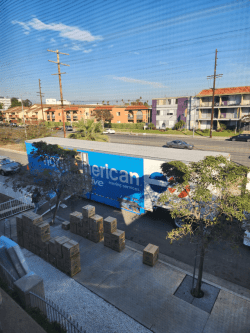 North American moving truck parked on the street