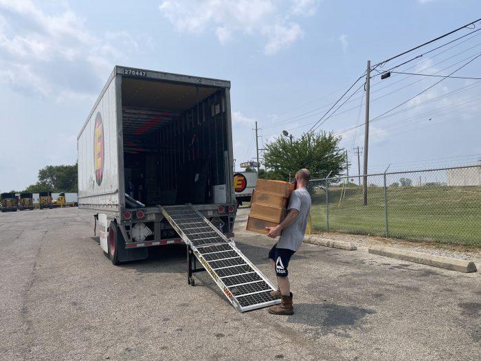 man loading a moving truck