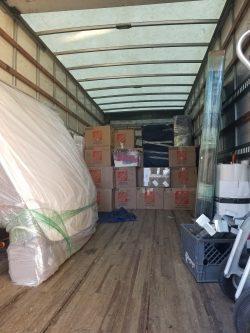 Moving truck packed with boxes