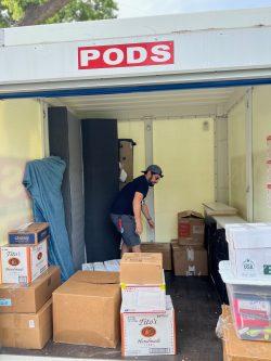 PODS container with packed boxes