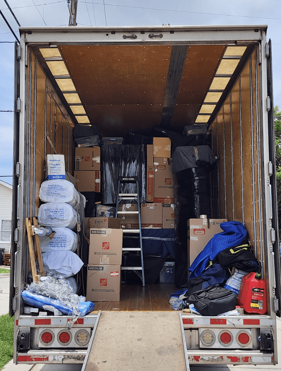 Cameron’s belongings loaded neatly in the American Knights truck for his move with Solomon & Sons